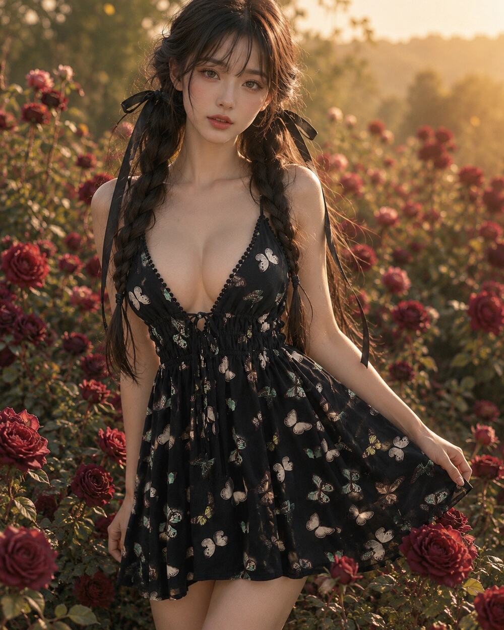 Chasing Butterflies plunge front flirty free spirited babydoll mini dress